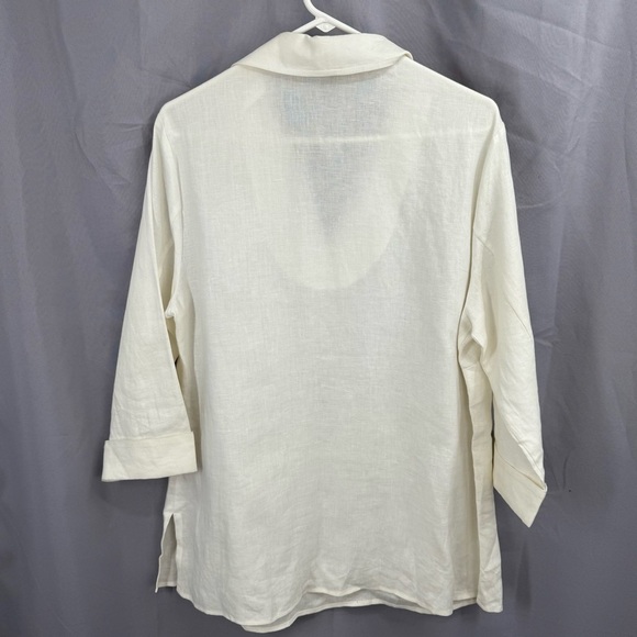 Talbots Woman Size X Ivory 100% Irish Linen Beaded Tunic Top 3/4 Sleeve - Picture 8 of 8